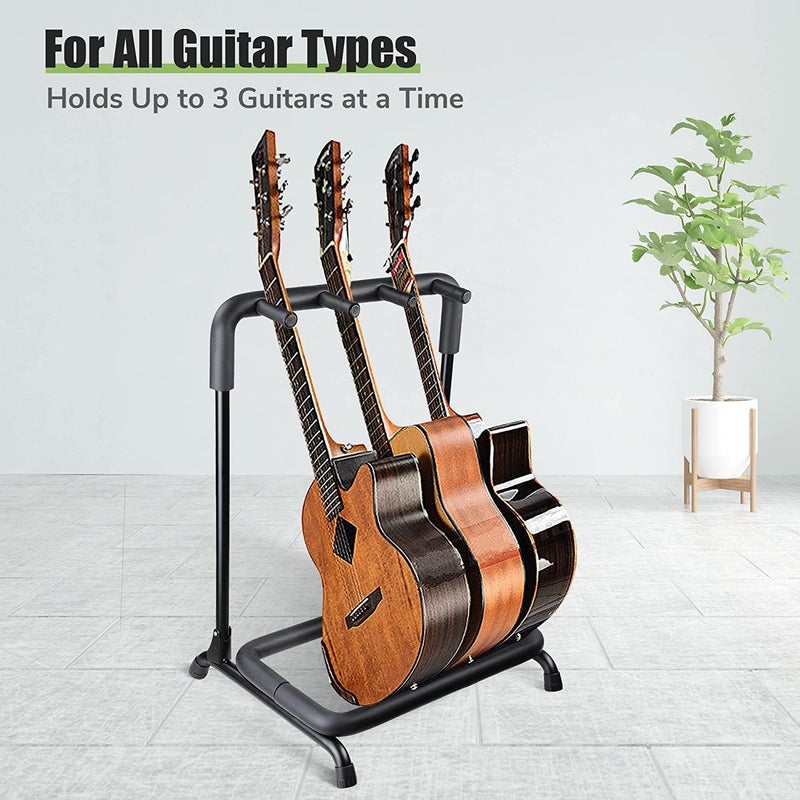 Megarya 3 Holder Multi Guitar Folding Stand for Electric, Bass, and Acoustic Guitars - Image 4