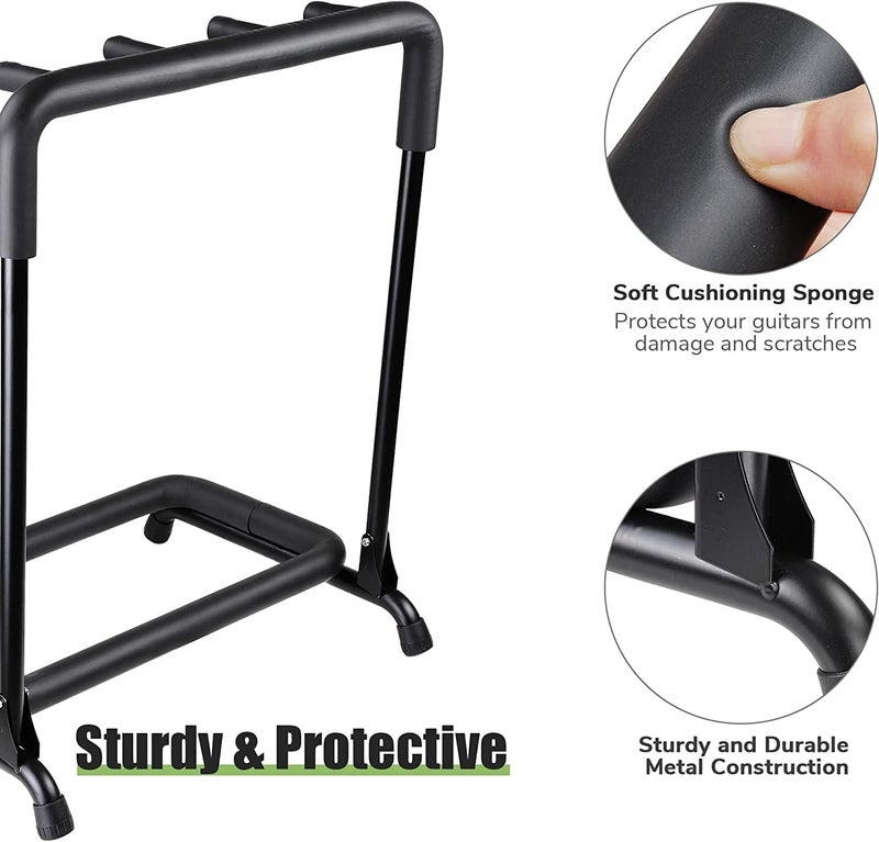 Megarya 3 Holder Multi Guitar Folding Stand for Electric, Bass, and Acoustic Guitars - Image 5