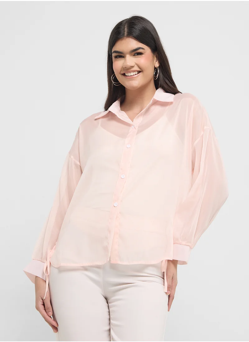 ELLA Sheer Button Down Shirt