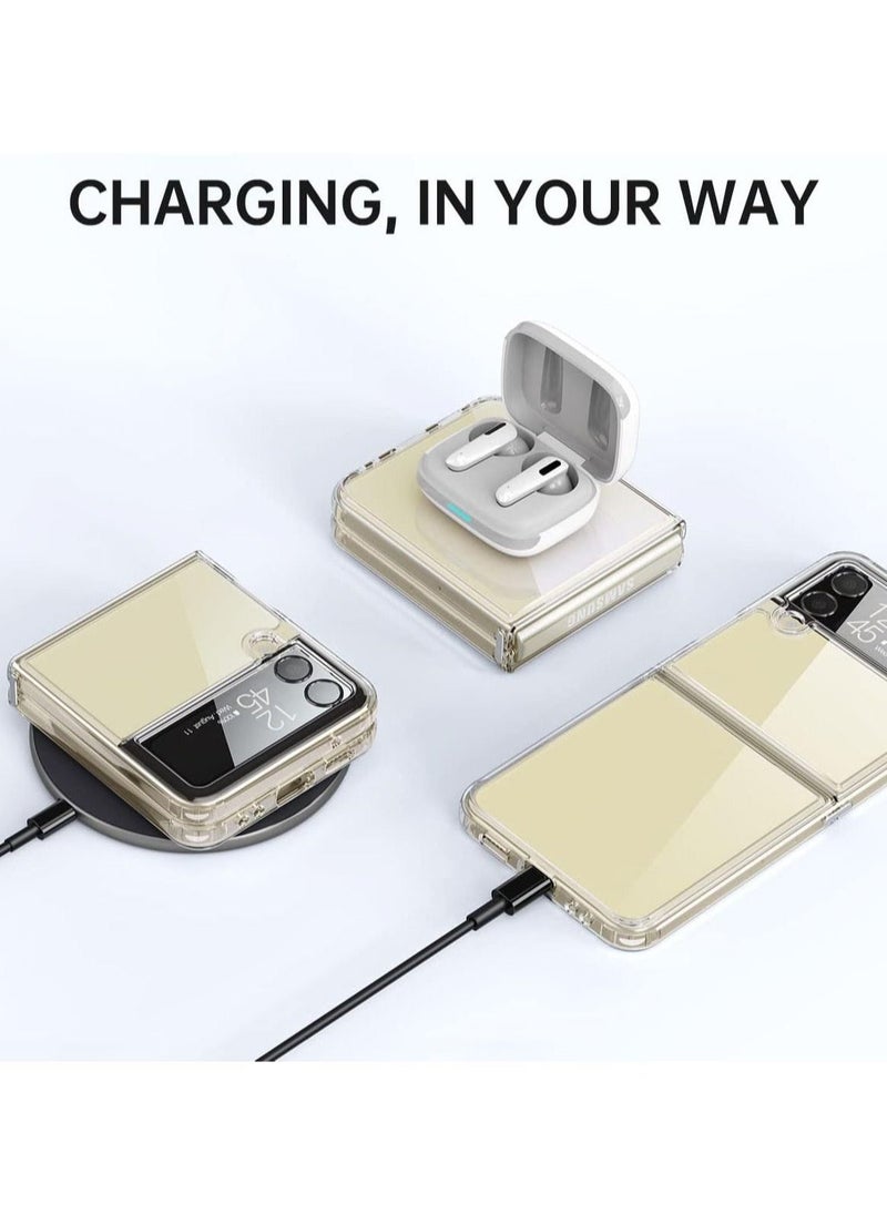 Raxoom Case for Samsung Galaxy Z flip 4 5G 2022, Clear Slim Phone Case with Transparent Hard PC Back, Soft TPU Edges, Hinge, Non-Yellowing Shockproof Thin Protective Cover - Image 5