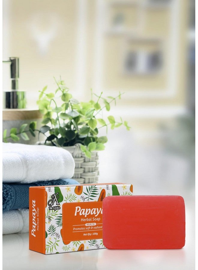 7TH AJMA Herbal Papaya Soap - Natural Body Tan Removal & Radiant Skin Soap - Exfoliates Dead Skin for Glowing Complexion, 100g (Pack of 6) - Image 4