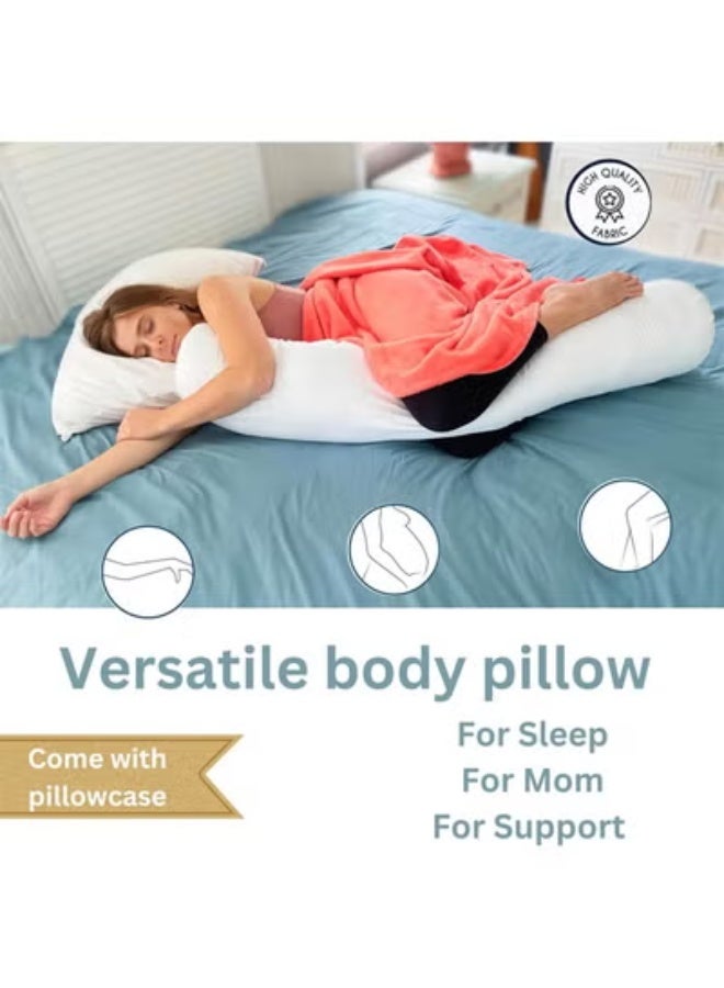 DUNISO Long Pillow, Sleeping Pillow, Round Body Pillow, 21 Cm x 122 Cm, Can Be Used As Sofa Backrest, Bedside Cushion, Pregnancy Pillow, White - Image 4