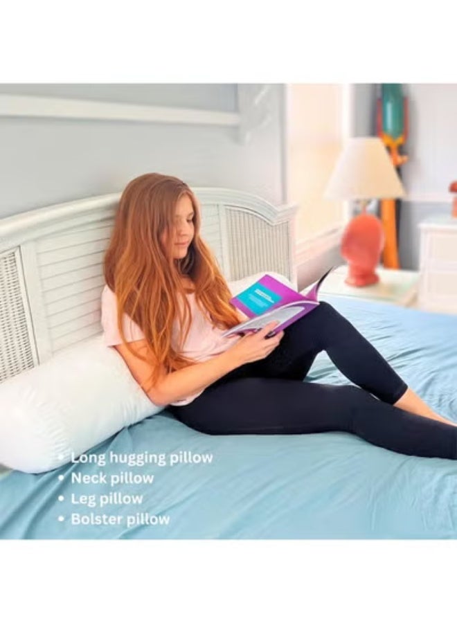 DUNISO Long Pillow, Sleeping Pillow, Round Body Pillow, 21 Cm x 122 Cm, Can Be Used As Sofa Backrest, Bedside Cushion, Pregnancy Pillow, White - Image 5
