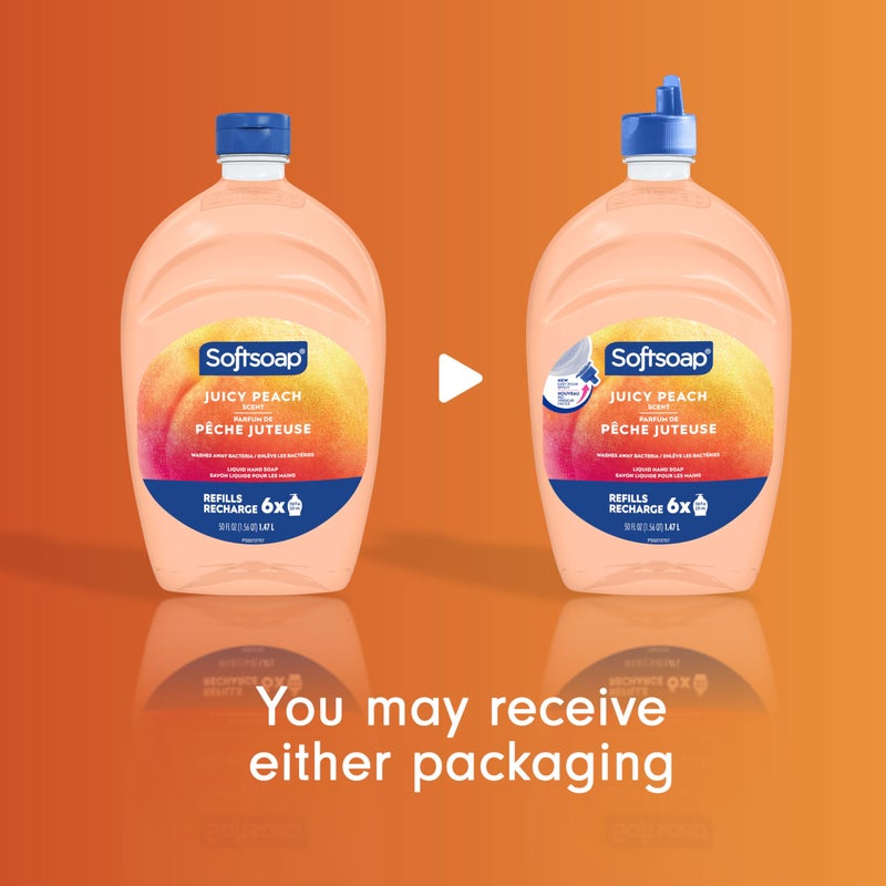 Softsoap Juicy Peach Liquid Hand Soap, Kitchen and Bathroom Hand Soap, Rich Fruity Scent, 50 fl oz Refill Bottle - Image 2