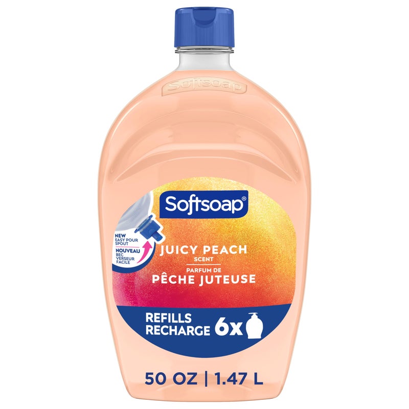 Softsoap Juicy Peach Liquid Hand Soap, Kitchen and Bathroom Hand Soap, Rich Fruity Scent, 50 fl oz Refill Bottle - Image 1