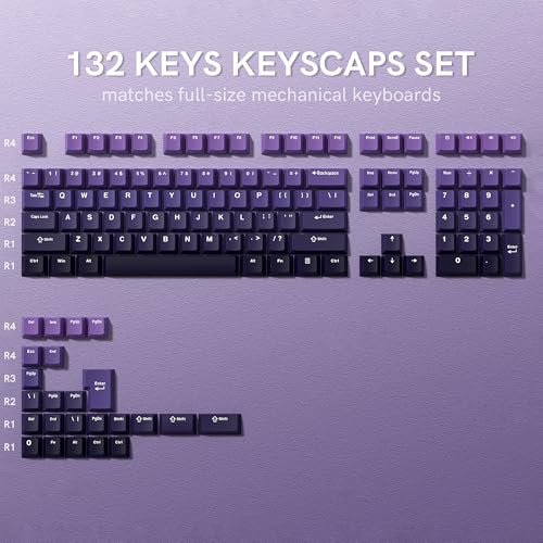dagaladoo Womier PBT keycaps,Gradient Purple Custom keycaps 60 75 100 Percent 132keys Cherry Profile Key caps Set for 100% 75% 65% 60% TKL US Layout Mechanical Keyboard（Not a Keyboard.） - Image 2