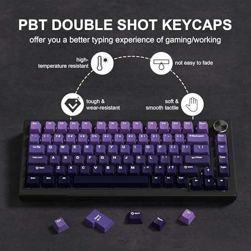 dagaladoo Womier PBT keycaps,Gradient Purple Custom keycaps 60 75 100 Percent 132keys Cherry Profile Key caps Set for 100% 75% 65% 60% TKL US Layout Mechanical Keyboard（Not a Keyboard.） - Image 3