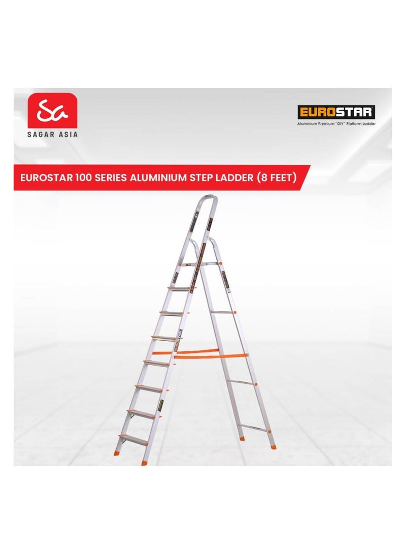 Eurostar FREIHEIT 8 Steps ladder for home With Anti Slip Shoes Aluminium Ladder  (With Platform)  - Image 5