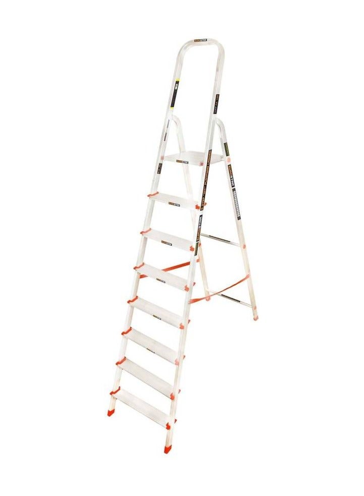 Eurostar FREIHEIT 8 Steps ladder for home With Anti Slip Shoes Aluminium Ladder  (With Platform)  - Image 1