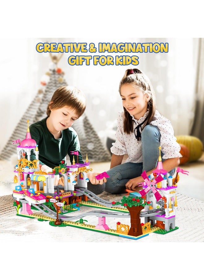 Hogokids Friend Roller Coaster Building Set 711 Pieces Girls Amusement Park Building Block Kit Stem Playground Park Pink Construction Birthday Gift Toys For Kids Girls Boys Aged 6 7 8 9 10 11  - Image 4