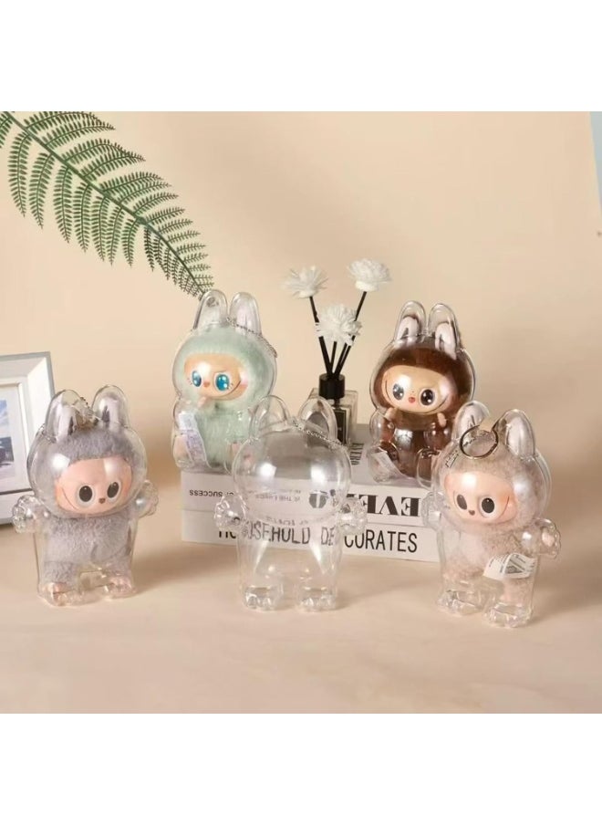 BRIXSPARK Clear Bag Keychain For LABUBU Plush Doll,Hanging Display Case,Protective Case,Plastic PVC Storage Box  - Image 3