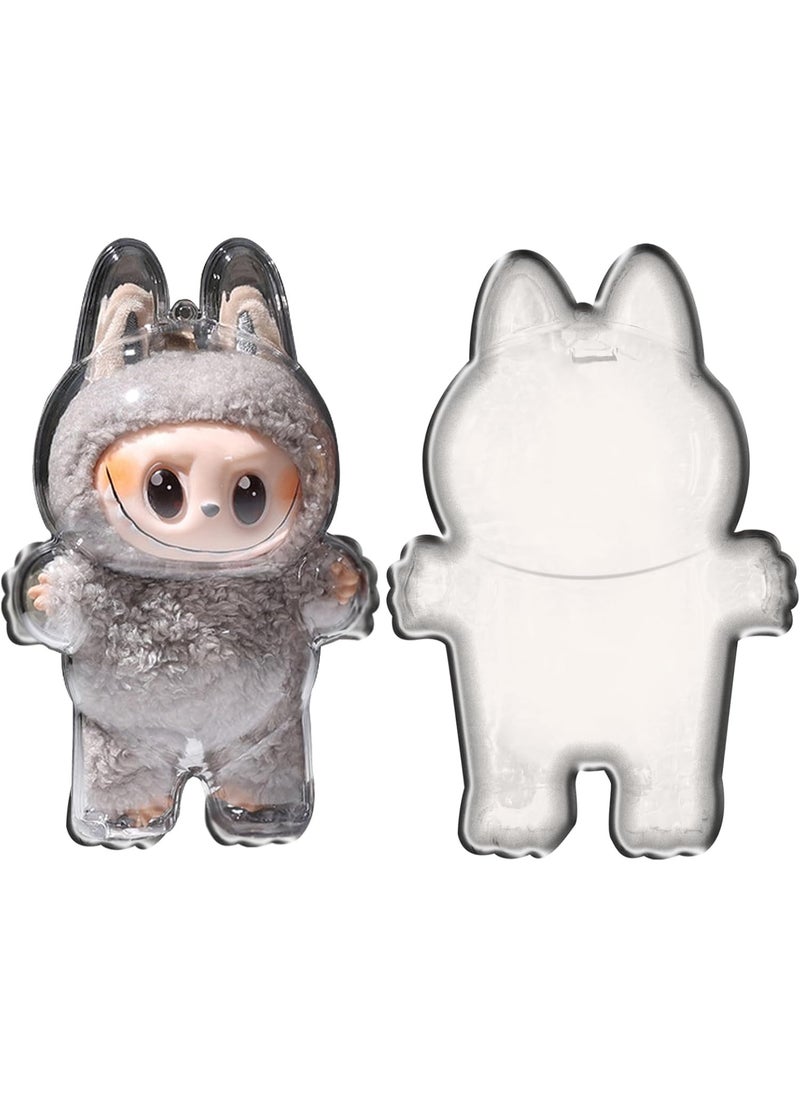 BRIXSPARK Clear Bag Keychain For LABUBU Plush Doll,Hanging Display Case,Protective Case,Plastic PVC Storage Box  - Image 1