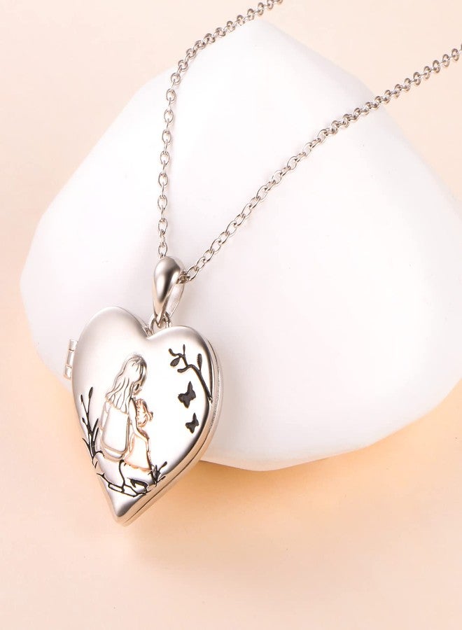Ladytree S925 Sterling Silver Love Heart Mother and Daughter Keepsake Hold Pictures Photo Locket Memory Pendant Necklace Gifts for Women Grandma Mother Daughter - Image 5