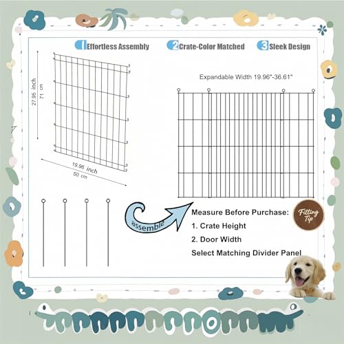 MENGSTER Dog Crate Divider Panel - 2 Pack Black Metal, Compatible with 42"-48" & Other Crate Sizes, 28" H x Adjustable Width 19.96"-36.61"(Dog Crate NOT Included) - Image 2