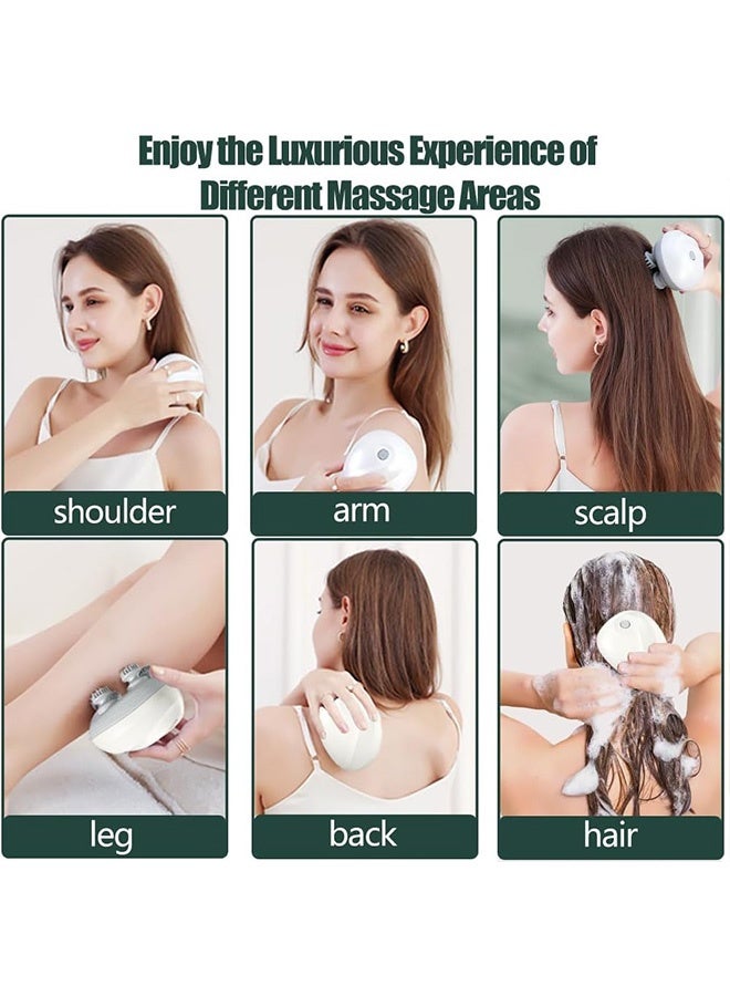 MAANGE Electric Scalp Massager, Multifunctional Waterproof Head Massager, Rechargeable Head Scratcher for Hair Growth Stress Relax (White) - Image 5