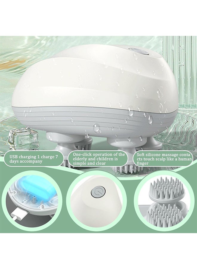 MAANGE Electric Scalp Massager, Multifunctional Waterproof Head Massager, Rechargeable Head Scratcher for Hair Growth Stress Relax (White) - Image 4