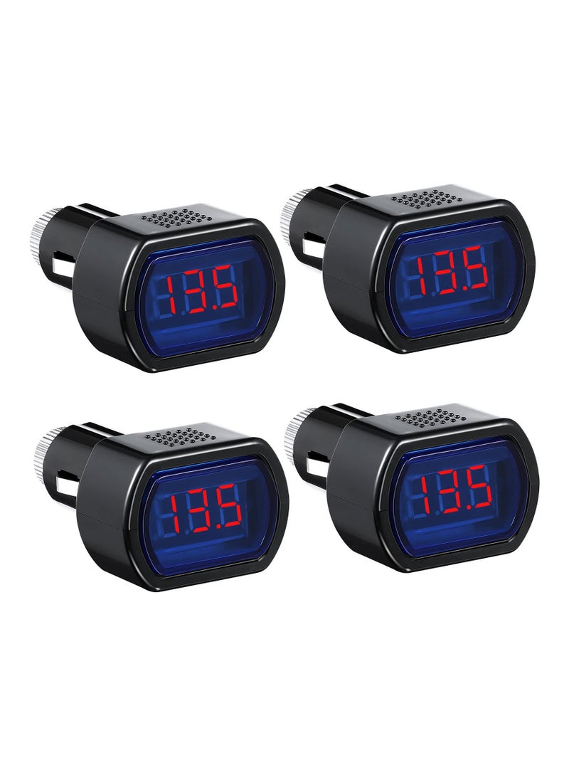 Y&D Car Voltmeter DC 12V 24V with LED Digital Display Panel, Mini Vehicle Voltage Gauge Monitor for Auto Motorcycle Truck, 4 Pcs  - Image 1