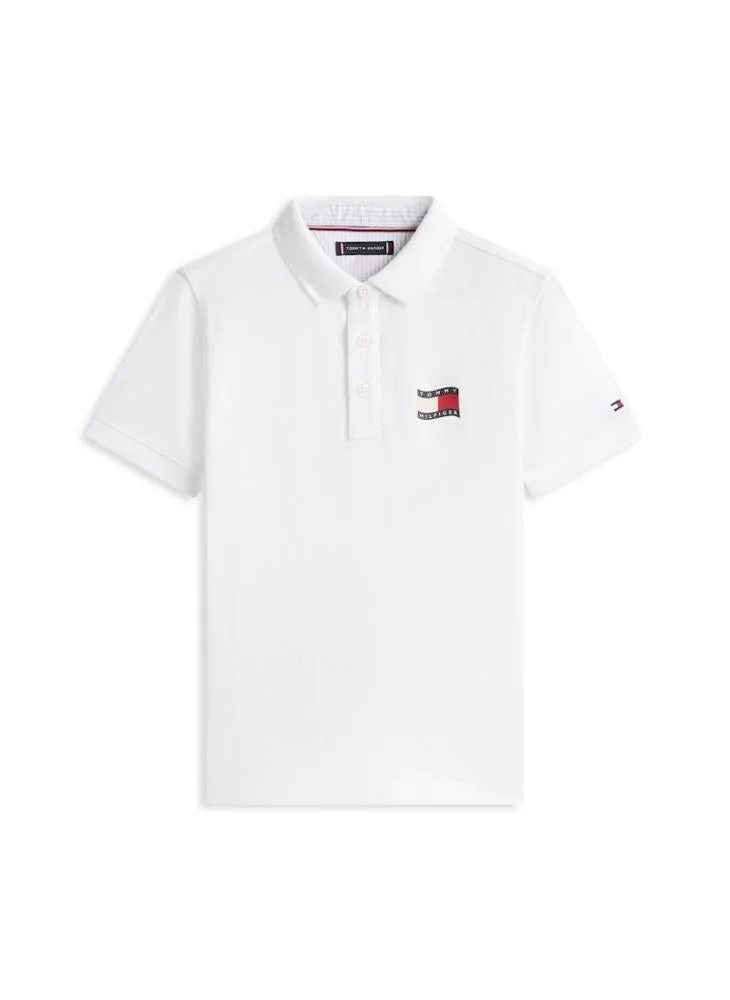 Tommy Hilfiger White Regular Fit Wavy Flag Polo Shirt for Men | Best Price UAE