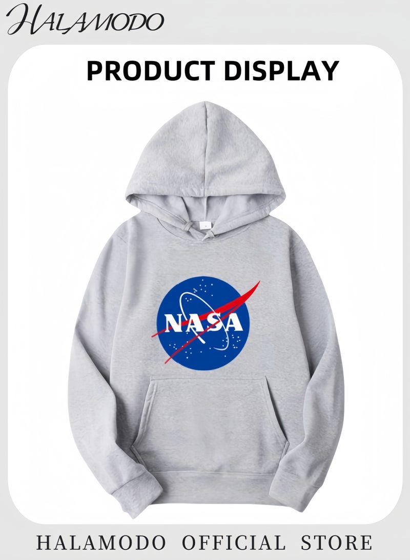 HALAMODO Unisex Hoodies Long-Sleeved Printed Tops Casual Sweatshirts Soft Sportswear Fashion Youth Pullovers with Drawstrings and Large Pockets for Daily Wear - Image 2