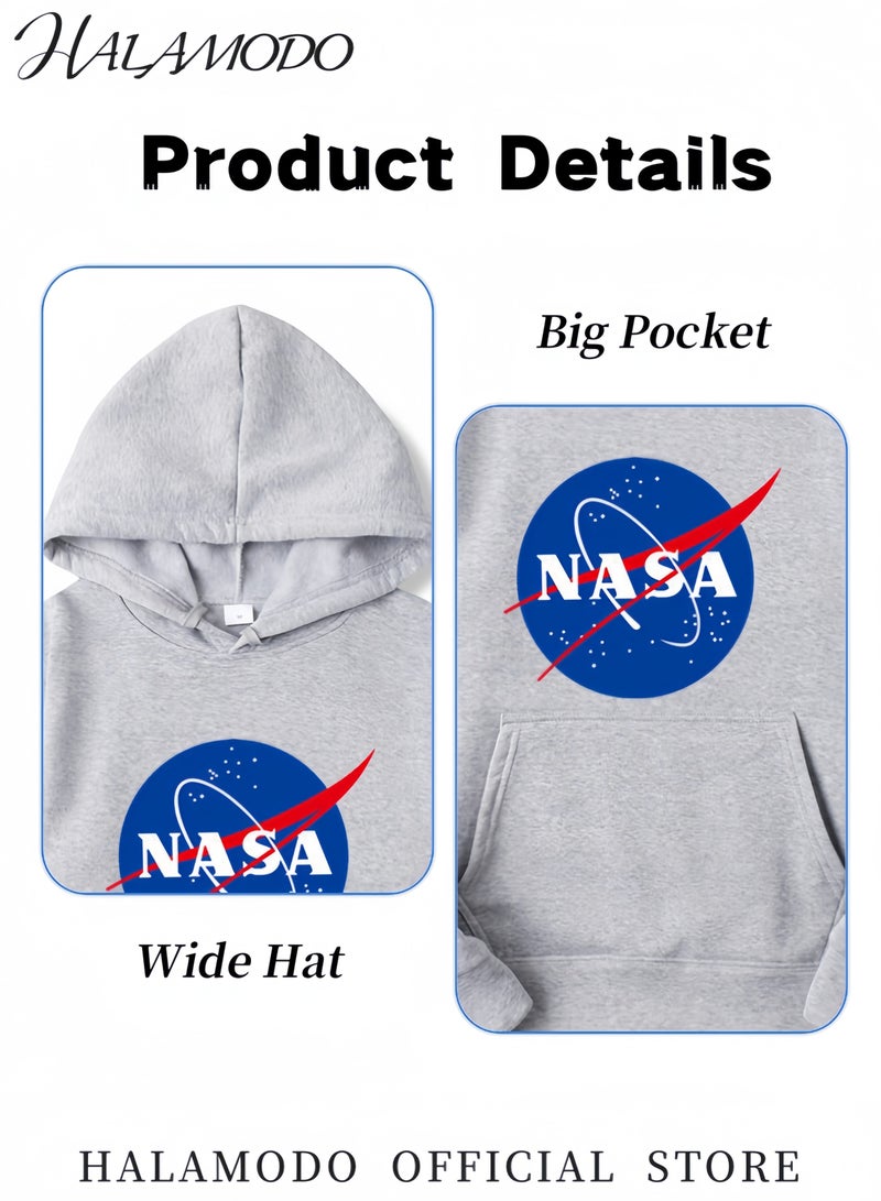 HALAMODO Unisex Hoodies Long-Sleeved Printed Tops Casual Sweatshirts Soft Sportswear Fashion Youth Pullovers with Drawstrings and Large Pockets for Daily Wear - Image 5