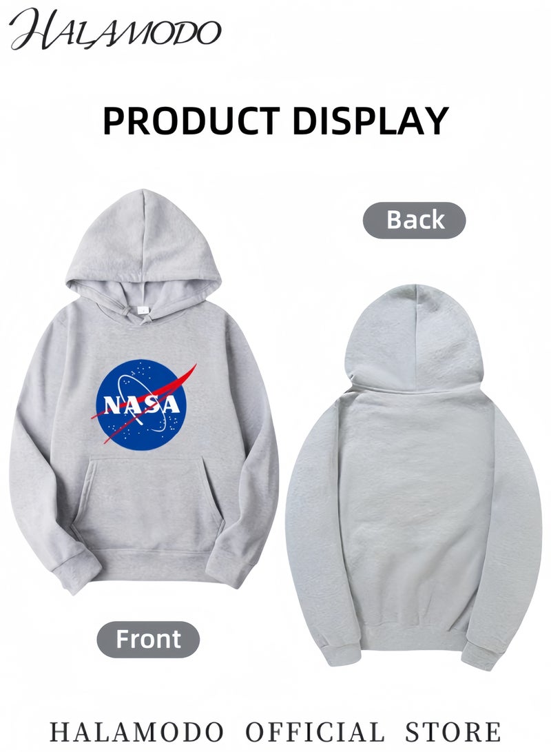 HALAMODO Unisex Hoodies Long-Sleeved Printed Tops Casual Sweatshirts Soft Sportswear Fashion Youth Pullovers with Drawstrings and Large Pockets for Daily Wear - Image 3