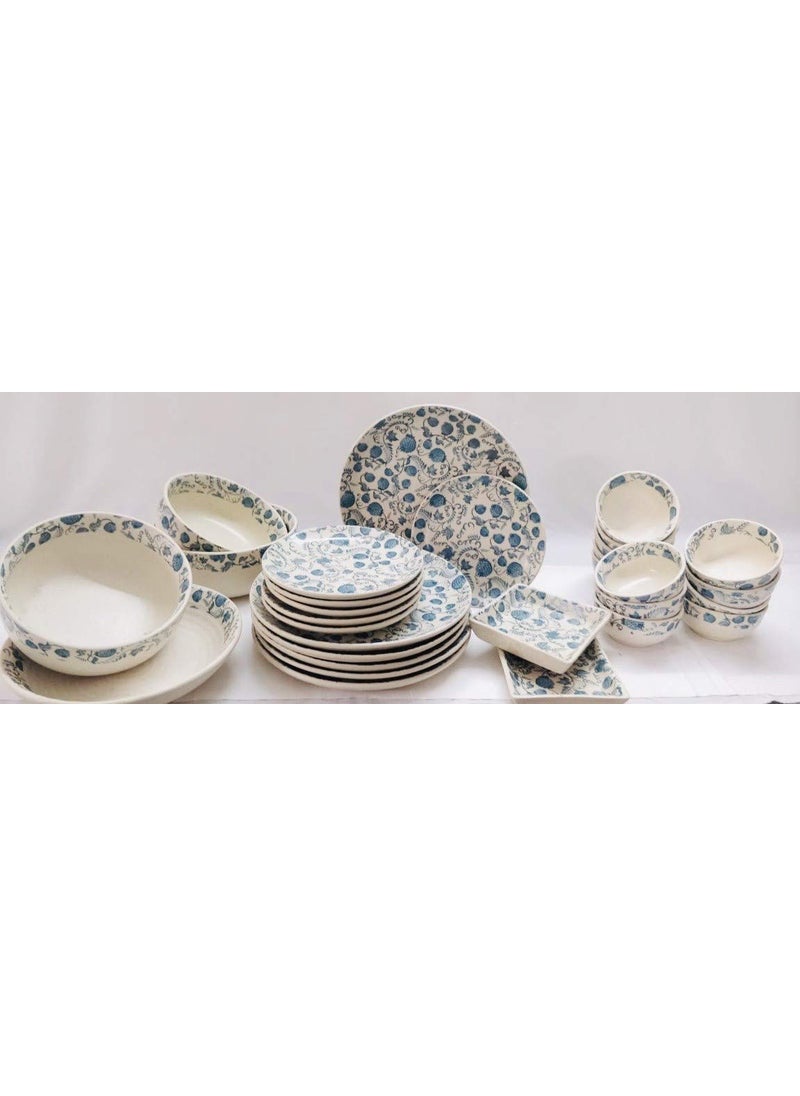 Milestone - Milestone VIA DECOR Stoneware Dinner Set (Blue Flower, Set of 30 Pc) - Image 1