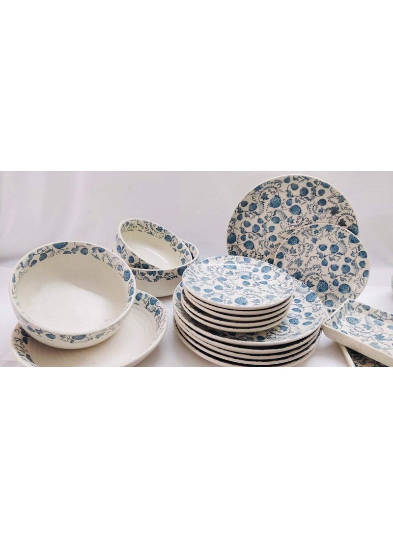 Milestone - Milestone VIA DECOR Stoneware Dinner Set (Blue Flower, Set of 30 Pc) - Image 1