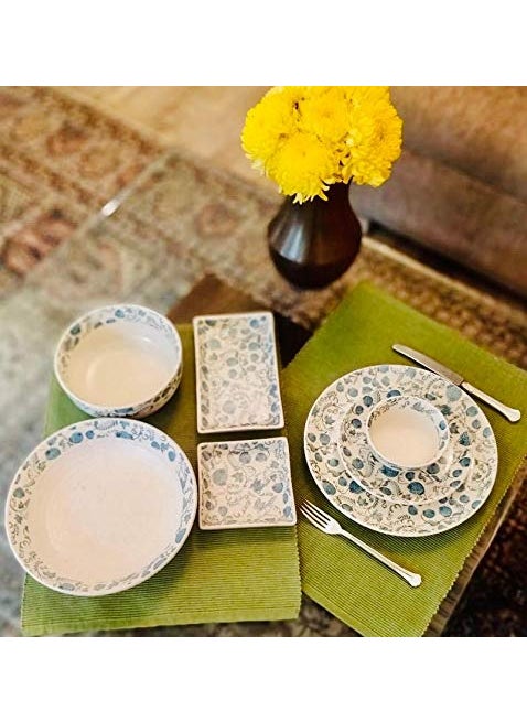Milestone - Milestone VIA DECOR Stoneware Dinner Set (Blue Flower, Set of 30 Pc) - Image 1