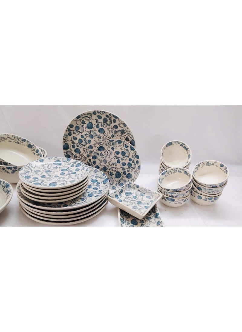 Milestone - Milestone VIA DECOR Stoneware Dinner Set (Blue Flower, Set of 30 Pc) - Image 1