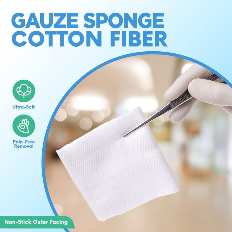 HEALQU 4x4 Gauze Pads - 12 Ply Woven Pack of 200 - Ultra Absorbent Soft Non-Sterile Surgical Sponges for Wound Dressing, Debridement, Cleaning and Prepping - Image 3