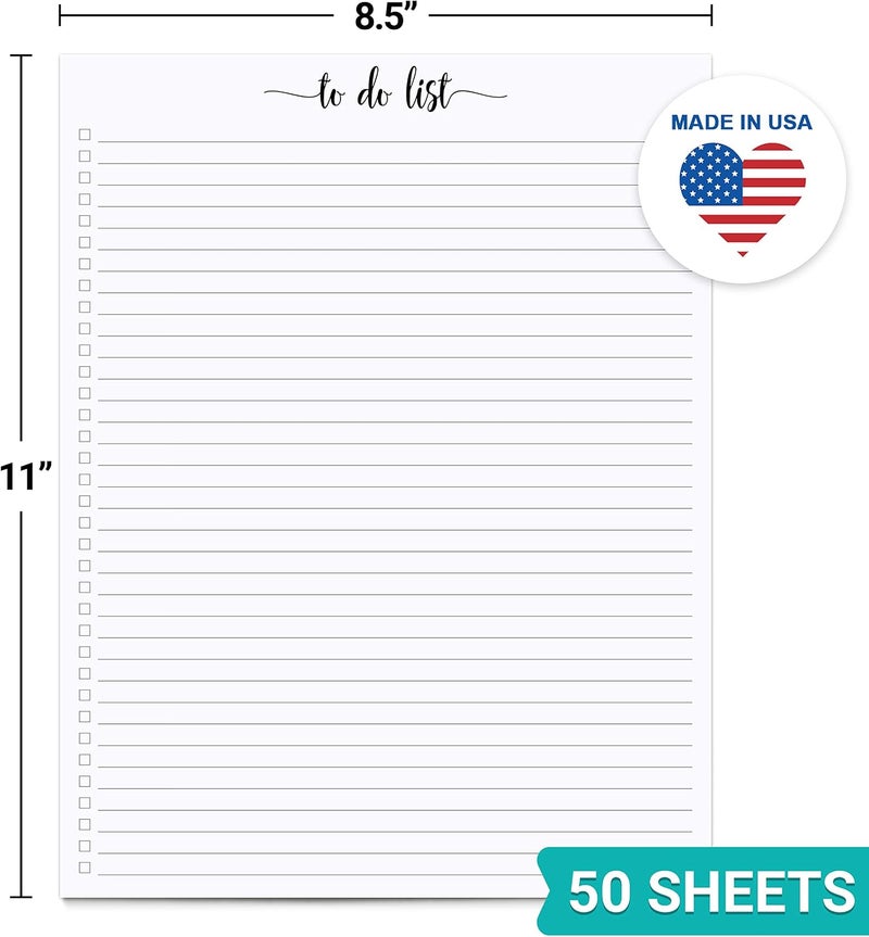 321Done To Do List Notepad - 50 Sheets (8.5" x 11") To-Do Checklist Tear Off Planning Pad, Large Letter-Size - Made in The USA - Simple Script - College-Ruled - Image 2