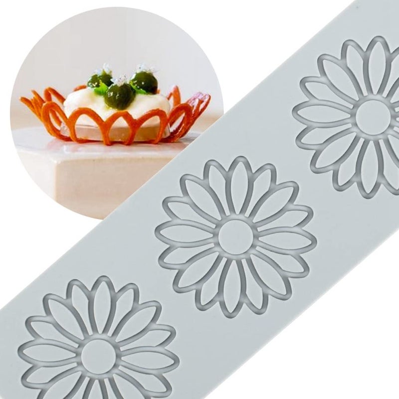TUKE 3D Leaves Silicone Molds Flower Cake Fondant Mat Bee Leaf Pastry Moulds Rose Impression Chocolate Hollow Lace Mold (Sunflower_9.04x3.2x0.12inch_F) - Image 5