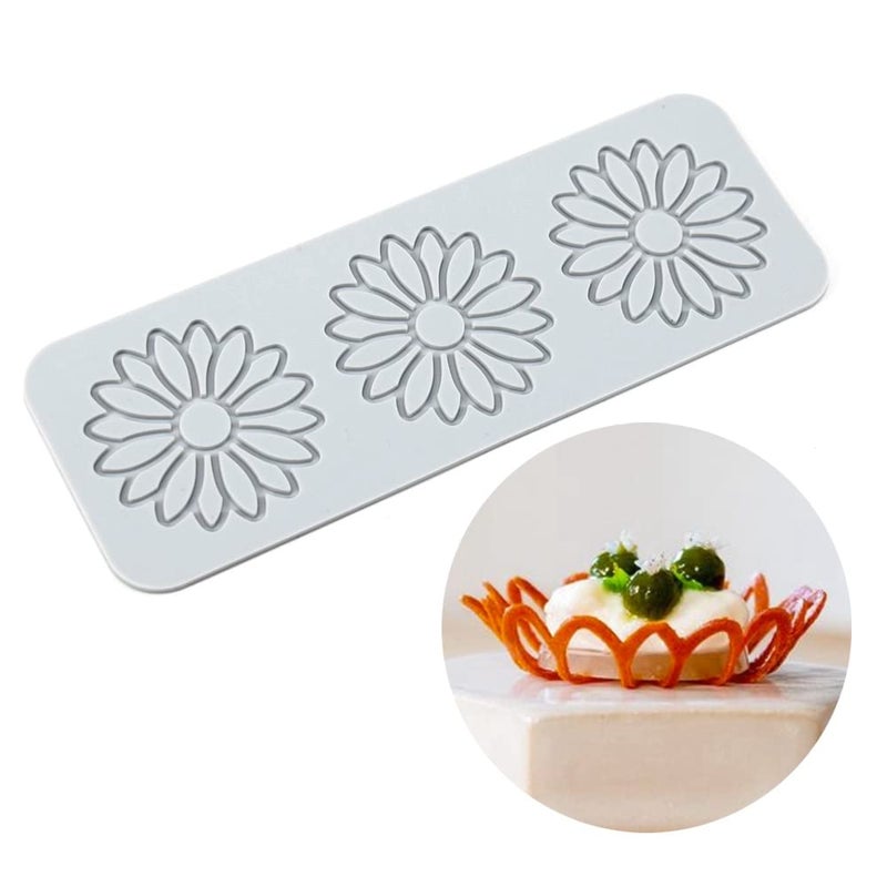 TUKE 3D Leaves Silicone Molds Flower Cake Fondant Mat Bee Leaf Pastry Moulds Rose Impression Chocolate Hollow Lace Mold (Sunflower_9.04x3.2x0.12inch_F) - Image 2