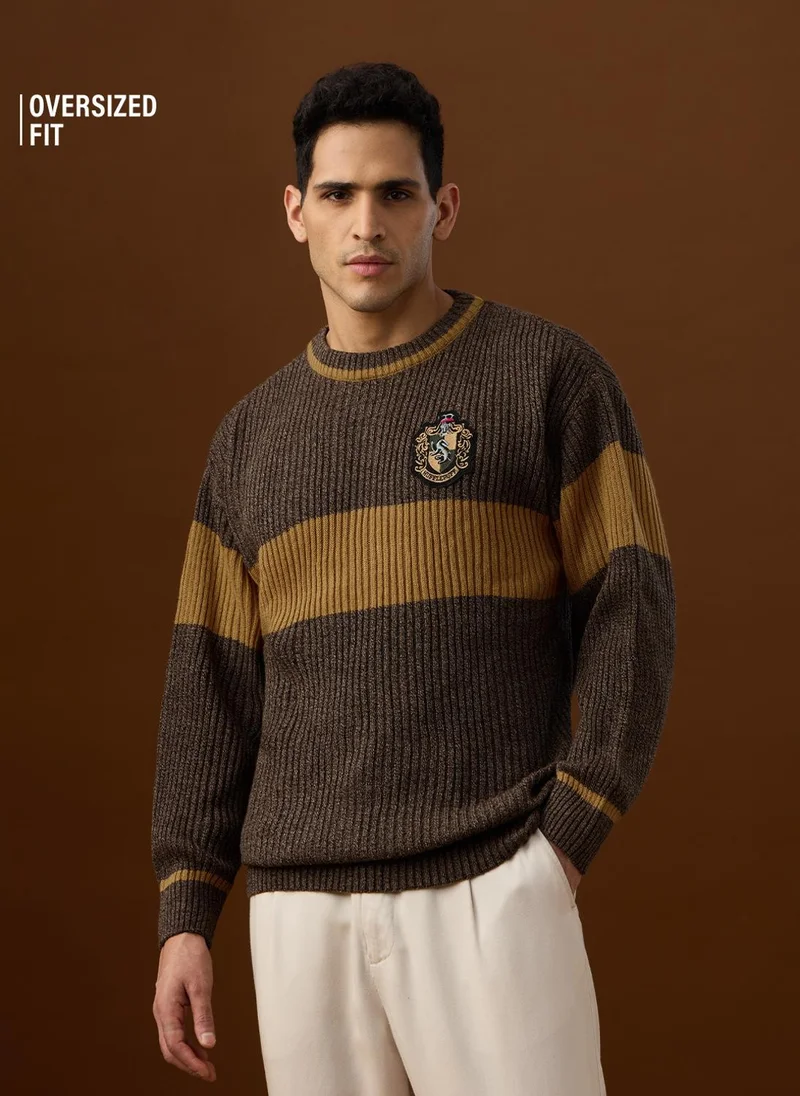 The Souled Store The Souled Store Men Harry Potter Brown Applique Oversized Pullovers
