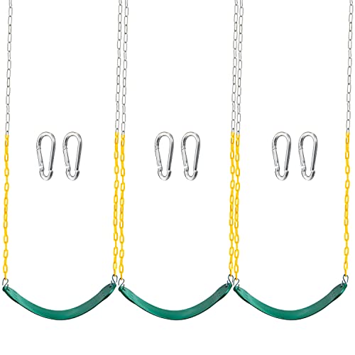 TURFEE 3 Pack Green Swing Seats Heavy Duty with 66 Chain Swing Set Accessories Replacement with Snap Hooks for Kids Outdoor Play Playground Trees Backyard Limit 300lb - Image 1