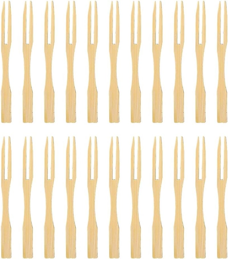 Lanjue 200PCS Wooden Fruit Forks, Two Prongs Fruit Forks Disposable Cocktail Food Picks 3.5 Inch Blunt-end Forks for Party - Image 5