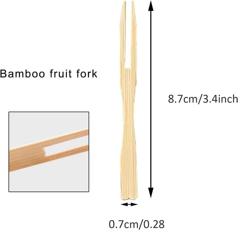 Lanjue 200PCS Wooden Fruit Forks, Two Prongs Fruit Forks Disposable Cocktail Food Picks 3.5 Inch Blunt-end Forks for Party - Image 4