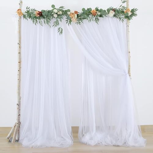 Filloxy 2pcs Backdrop Decoration Net Tulle Large Size, Nylon Made, Reusable, Soft, Wrinkled Free, 8 x 5 ft Each, Cabana Tent Party Decoration Items for Birthday, Anniversary (White) - Image 1