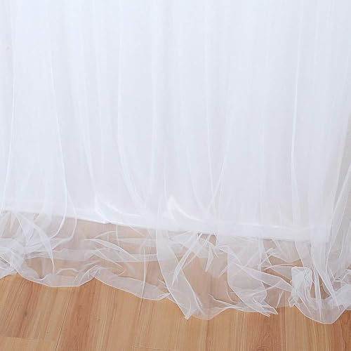 Filloxy 2pcs Backdrop Decoration Net Tulle Large Size, Nylon Made, Reusable, Soft, Wrinkled Free, 8 x 5 ft Each, Cabana Tent Party Decoration Items for Birthday, Anniversary (White) - Image 4