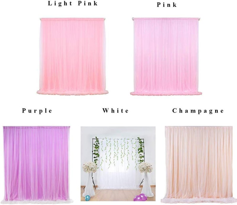 Filloxy 2pcs Backdrop Decoration Net Tulle Large Size, Nylon Made, Reusable, Soft, Wrinkled Free, 8 x 5 ft Each, Cabana Tent Party Decoration Items for Birthday, Anniversary (White) - Image 3