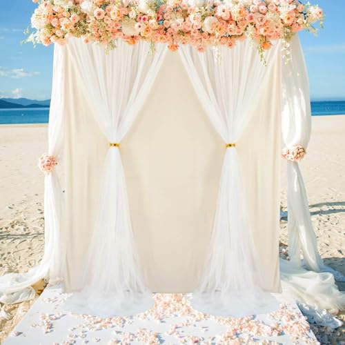 Filloxy 2pcs Backdrop Decoration Net Tulle Large Size, Nylon Made, Reusable, Soft, Wrinkled Free, 8 x 5 ft Each, Cabana Tent Party Decoration Items for Birthday, Anniversary (White) - Image 5