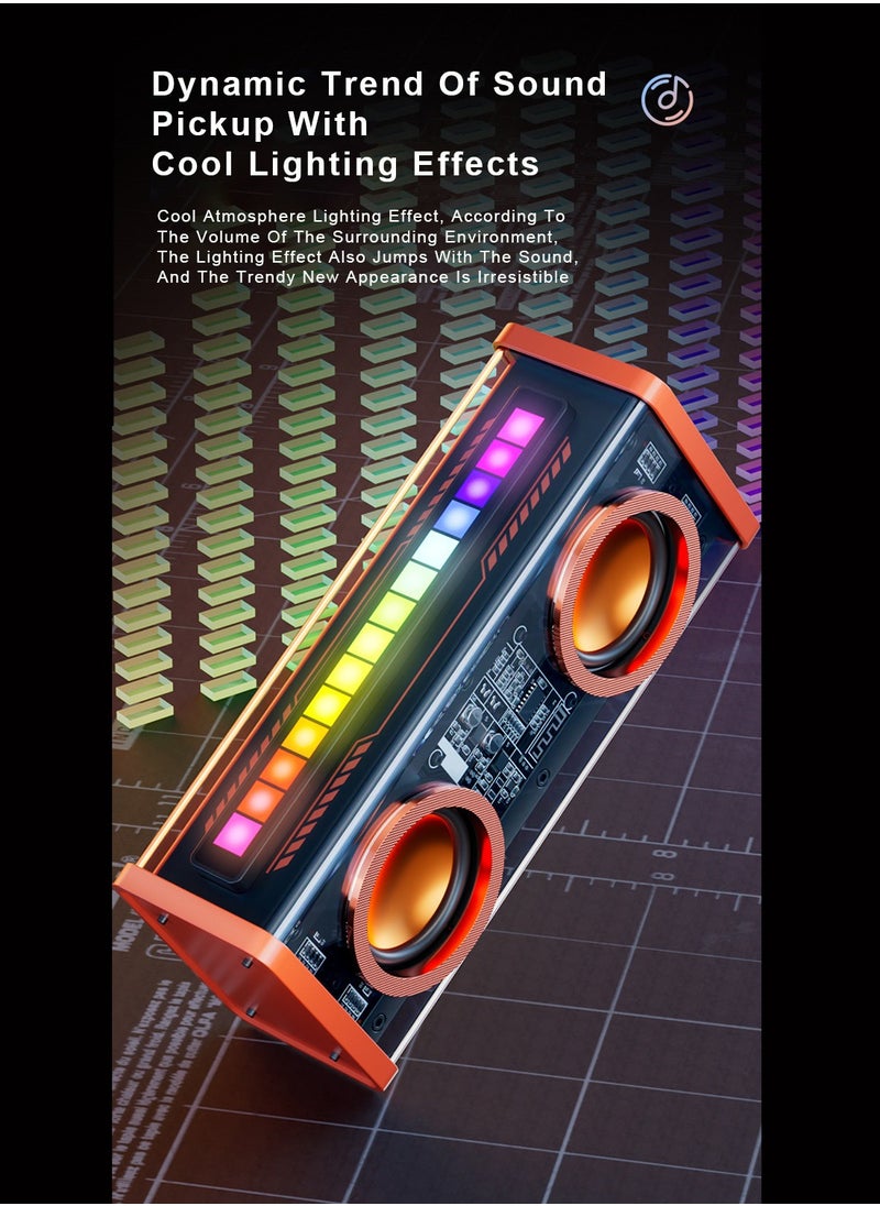 FlashHawk Portable Bluetooth Speakers,Transparent 10W Dual Speakers Subwoofer, LED Dynamic Lights, Stereo Sound for Home,Party,Travel  - Image 4