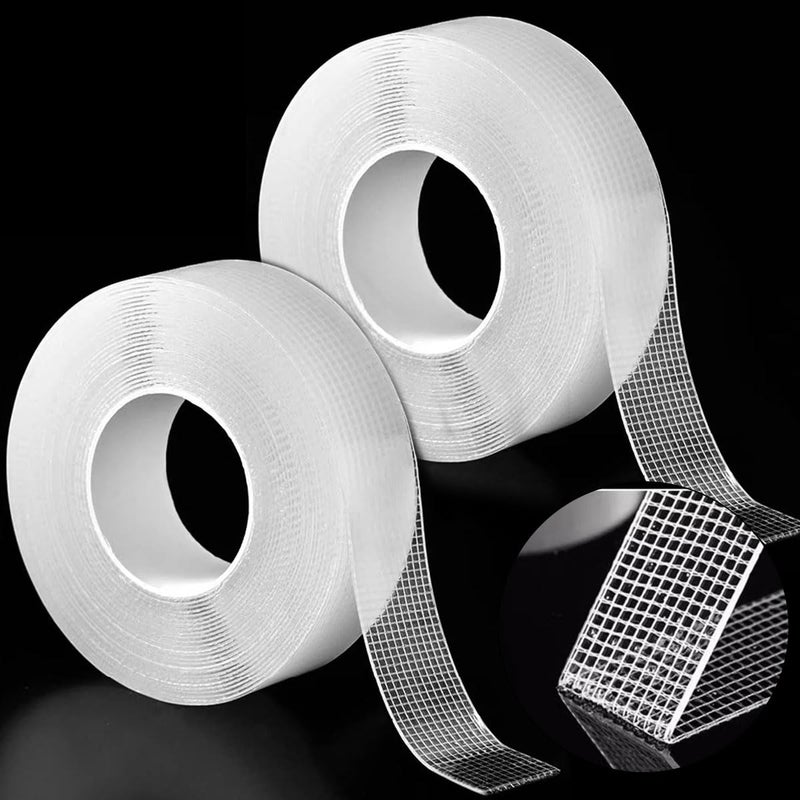 إي سي في في شريط لاصق مزدوج الجوانب للسجاد الفاخر، قطعتان، 2 سم × 5 أمتار - شريط لاصق شفاف عالي التحمل للسجاد والفنون والحرف اليدوية والنجارة - Image 1