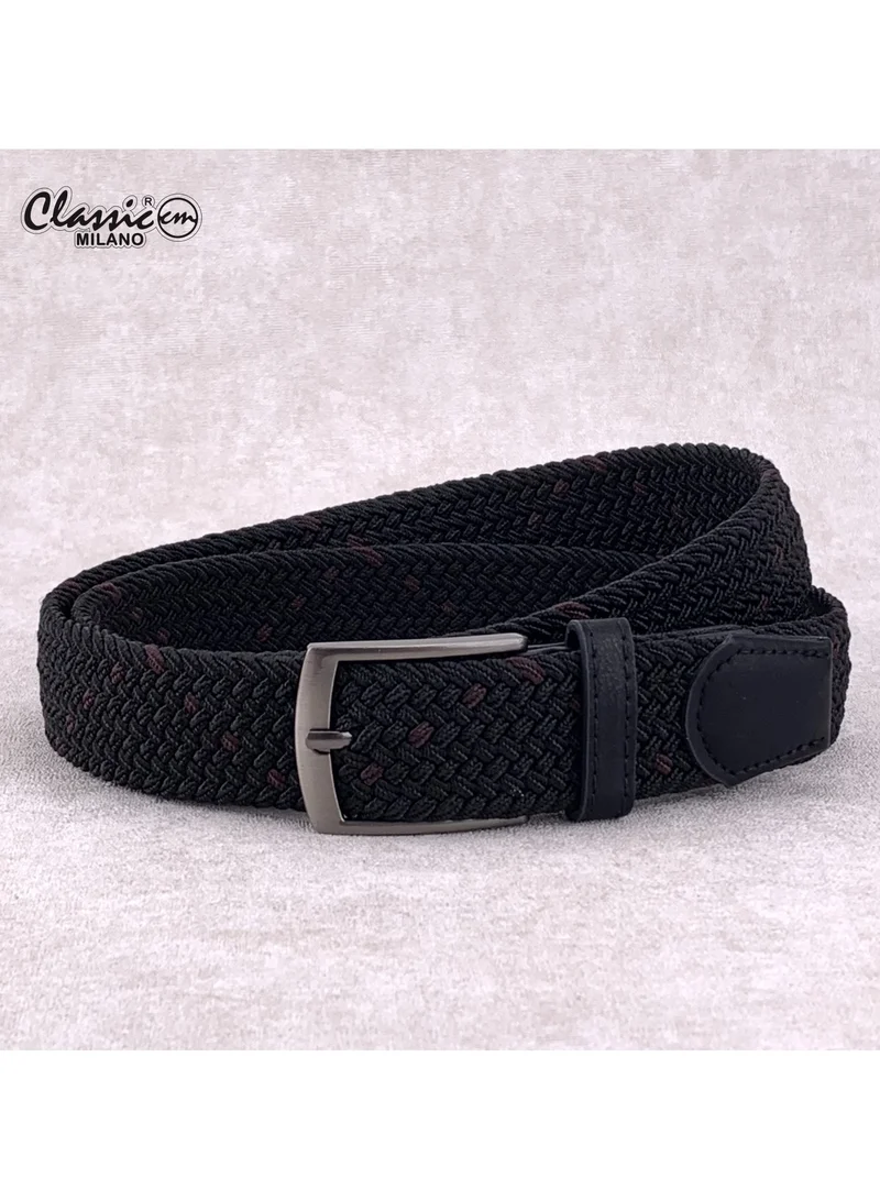 Classic Milano Braided Cotton Elastic Stretch Belt for Men & Women, Woven Canvas Web Belt with Gift Box, Adjustable Men's Belt | Full Length: 110CM (Free Size - Fits up to the waist of 40 Inches / 100 CM)
