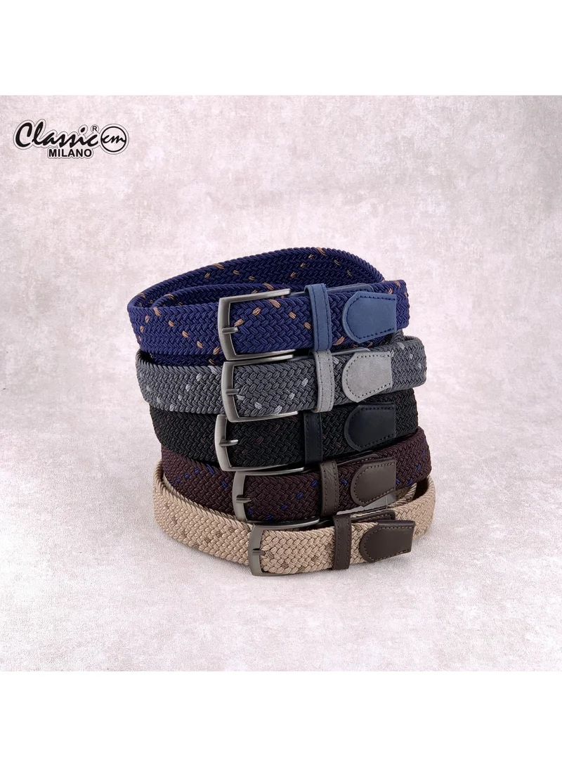 Classic Milano Black (DWE-316) Classic Milano Braided Cotton Elastic Stretch Belt for Men & Women, Woven Canvas Web Belt with Gift Box, Adjustable Men's Belt | Full Length: 110CM (Free Size - Fits up to the waist of 40 Inches / 100 CM)  | Best Price UAE
