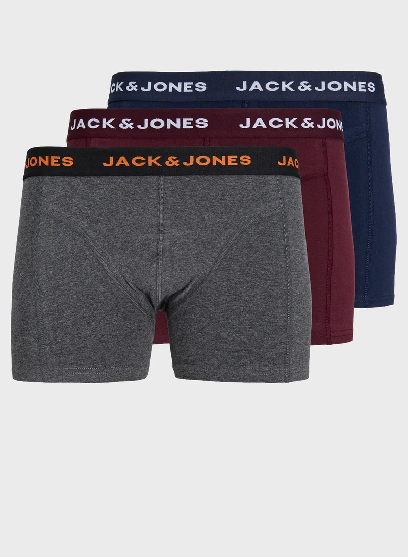 JACK & JONES 3 Pack Logo Band Trunks
