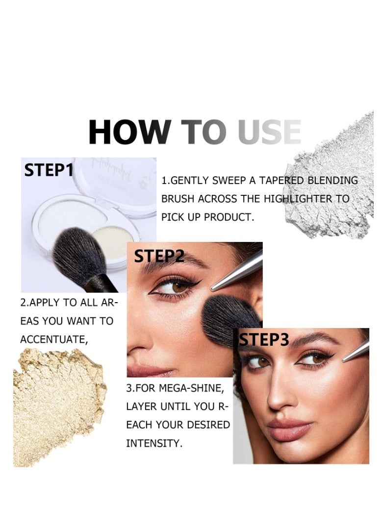 COOL STORY Two Color Glitter Highlighter Powder Palette,3 in 1 Blush and Highlighter Powder Makeup,Waterproof Long Lasting,Highly Pigmented Face Illuminator for a Glowing Look 1 Pcs Palette Color Brown Beige - Image 4