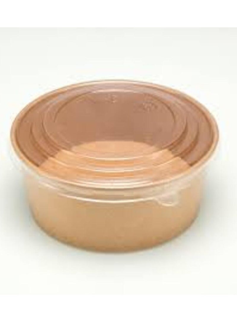 Generic Set of 10 32 ounce kraft paper bowls with lid  - Image 1