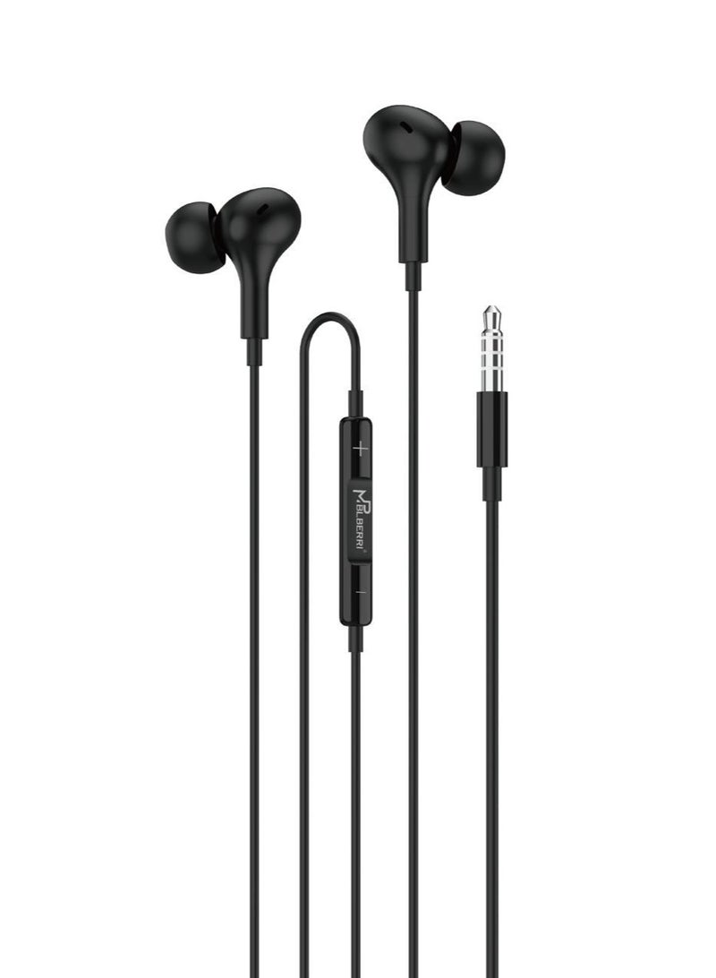 MPBLBERRI Wired Stereo Earphones with Microphone & Volume Control – 3.5mm In-Ear Headphones with Clear Sound & Deep Bass for Android Phones, iPhone, Tablet, Laptop & MP3