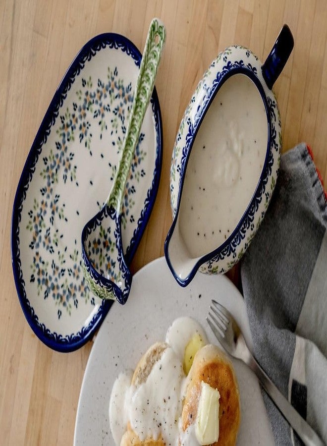 Blue Rose Pottery Blue Rose Polish Pottery Summer Vine Gravy Boat & Plate - Image 2